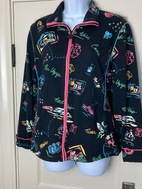 Koret Retro Black and Pink Artsy graphic jacket Small